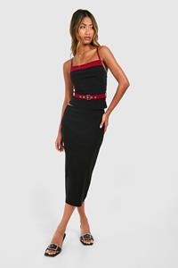 Boohoo Low Rise Midi Rok, Black