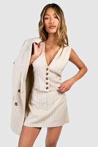 Boohoo Monochroom Gestreept Mini Mini Rokje, Stone