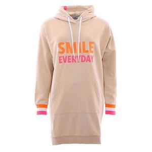 Zwillingsherz Sweatkleid mit Kapuze, Fronstickerei, mit Tasche und Neonprint