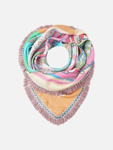 Mucho Gusto Zijden sjaal burano small turquoise met roze paisley patchwork