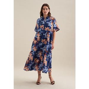 seidensticker Zomerjurk Zwarte roos Korte mouwen kraag print