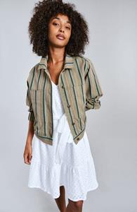 KOMODO Damen vegan Jacke Neptungrün Gestreift