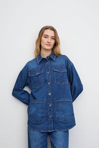 LAURIE Damen vegan Hemdjacke Mille Ls Washed Blue Denim