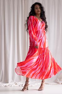 Common and Sense Damen vegan Midikleid Holly Rosa & Rot