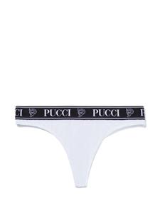 PUCCI Drie katoenen strings met logoprint - Blauw