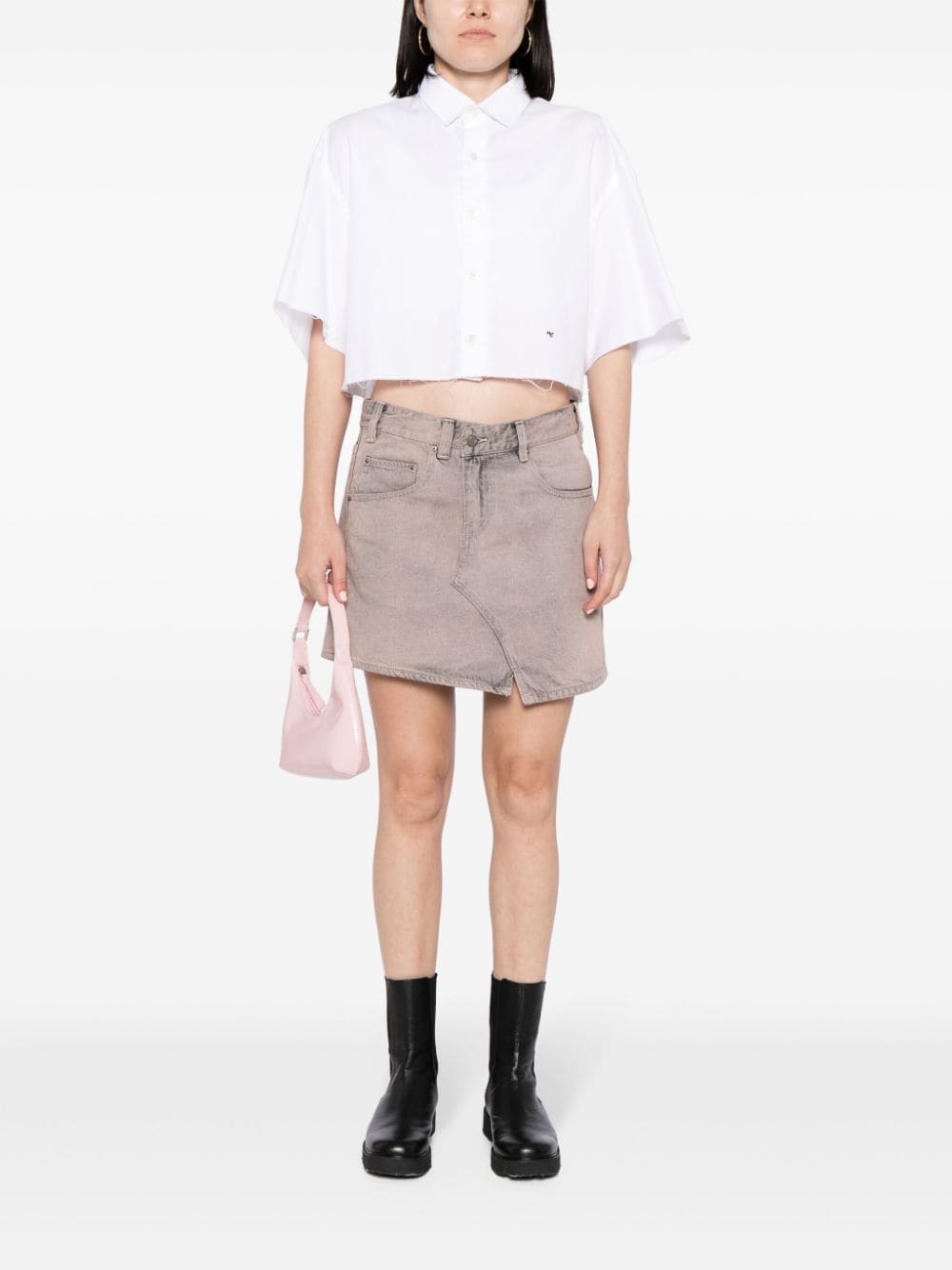 JNBY asymmetric-design cotton denim skirt - Roze