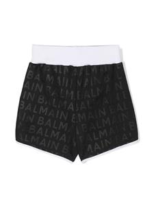 Balmain Kids logo-jacquard track shorts - Zwart
