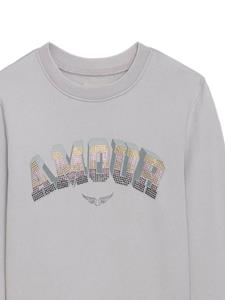 Zadig & Voltaire Kids rhinestone-embellished cotton sweatshirt - Grijs