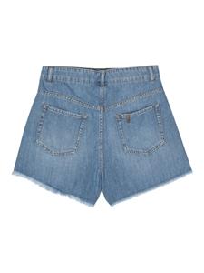 LIU JO fringe-detail denim shorts - Blauw