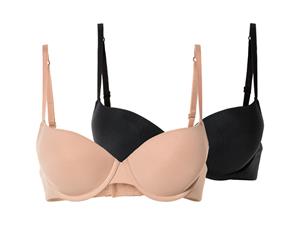 esmara Dames push-up beha's (85C, Zwart/beige)