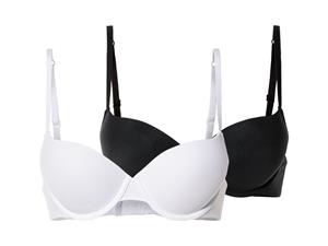 esmara Dames push-up beha's (75B, Zwart/wit)