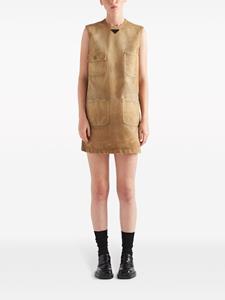 Prada logo-triangle canvas minidress - Beige