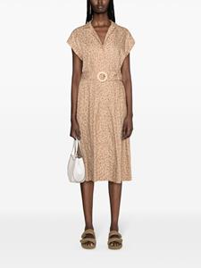 TWINSET leopard-print midi shirt dress - Beige