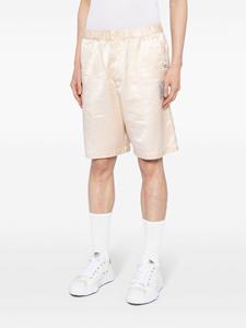 Maison Mihara Yasuhiro logo-tag satin shorts - Beige