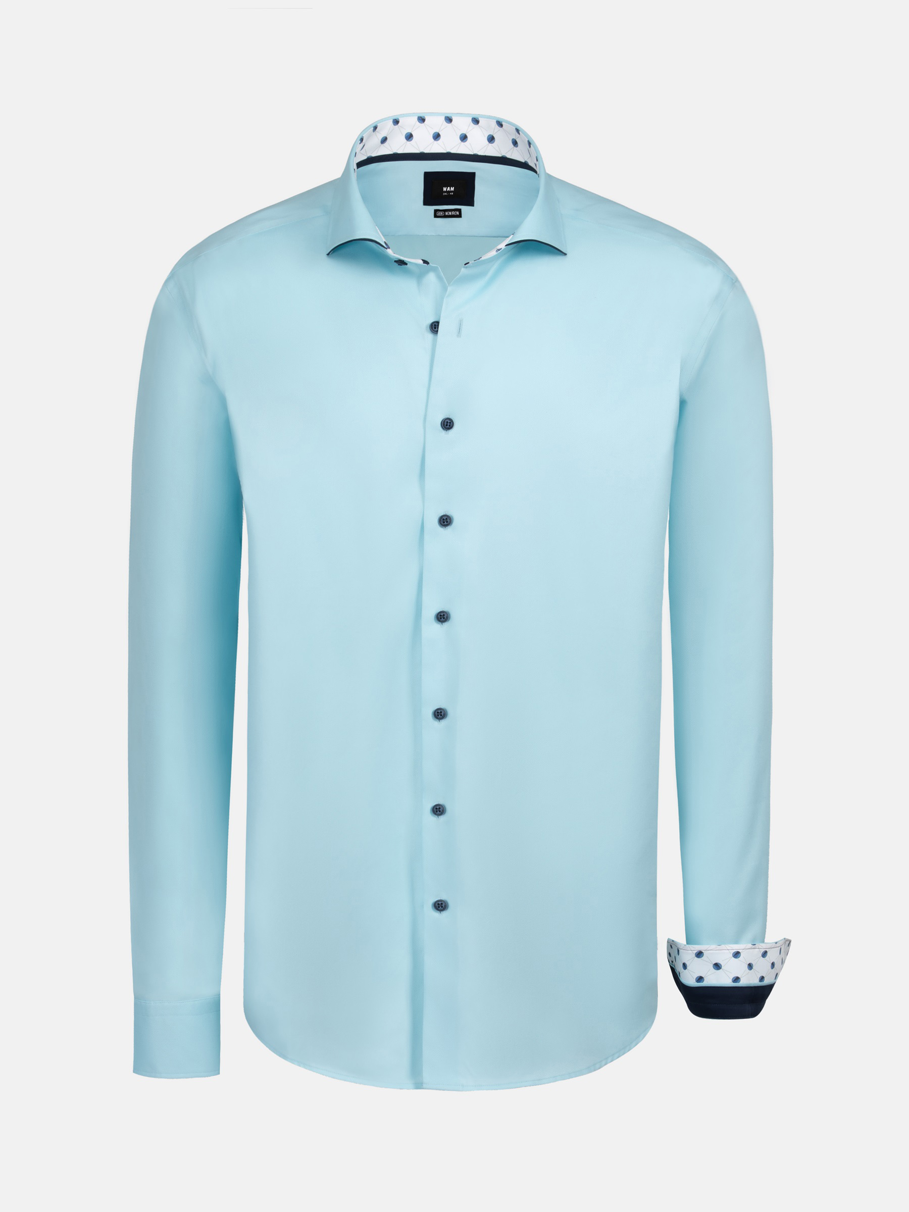 WAM Denim Overhemd Lange Mouw 75753 Mykonos Turquoise-