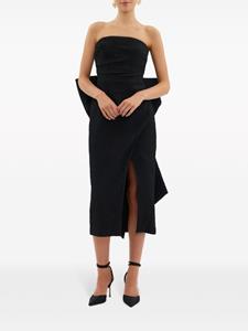 rebeccavallance Rebecca Vallance Helene strapless midi-jurk met oversized strik - Zwart