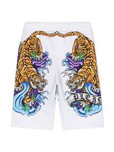 philipppleinjunior Philipp Plein Junior Trainingsshorts met tijgerprint - Wit