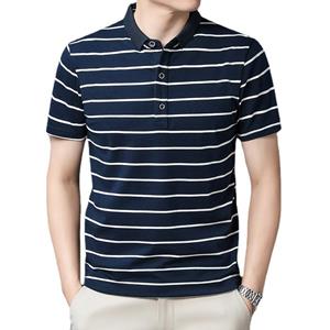Smiling Men Clothing C Striped Polo Shirt Men's Cotton Polo T-shirt Short Sleeve Versatile Casual Half Sleeve Summer Top