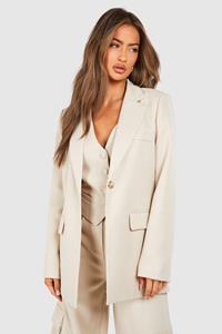 Boohoo Textured Relaxed Fit Blazer, Natural Beige