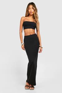 Boohoo Katoenen Jersey Maxi Rok, Black