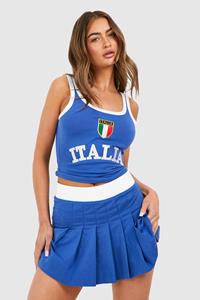 Boohoo Geplooide Italia Set Mini Tennis Rok, Blue