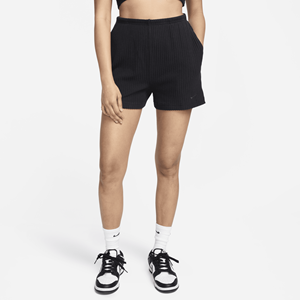 Nike Sportswear Chill Knit geribbelde damesshorts met hoge taille (8 cm) - Zwart