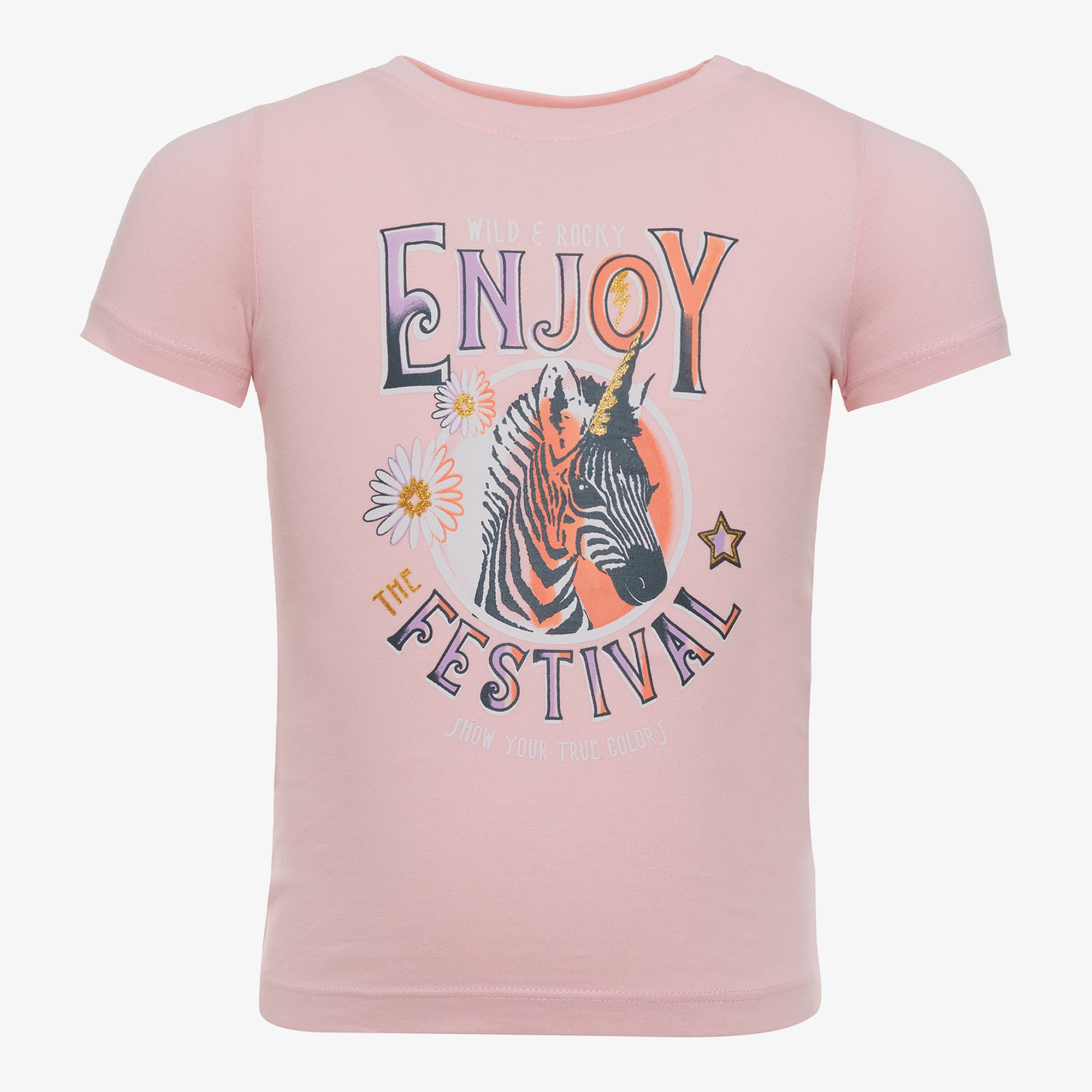 TwoDay meisjes T-shirt met zebra lichtroze