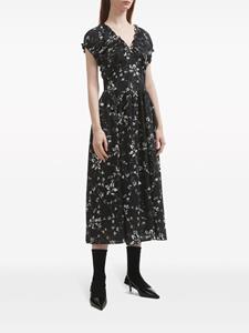 b+ab Midi-jurk met bloemenprint - Zwart