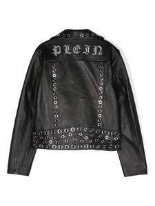 Philipp Plein Junior Leren jack - Zwart