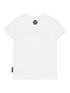 philipppleinjunior Philipp Plein Junior T-shirt verfraaid met kristallen - Wit