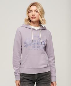 Superdry Vrouwen Ongeborstelde Hoodie met Metallic Vintage Logo Paars