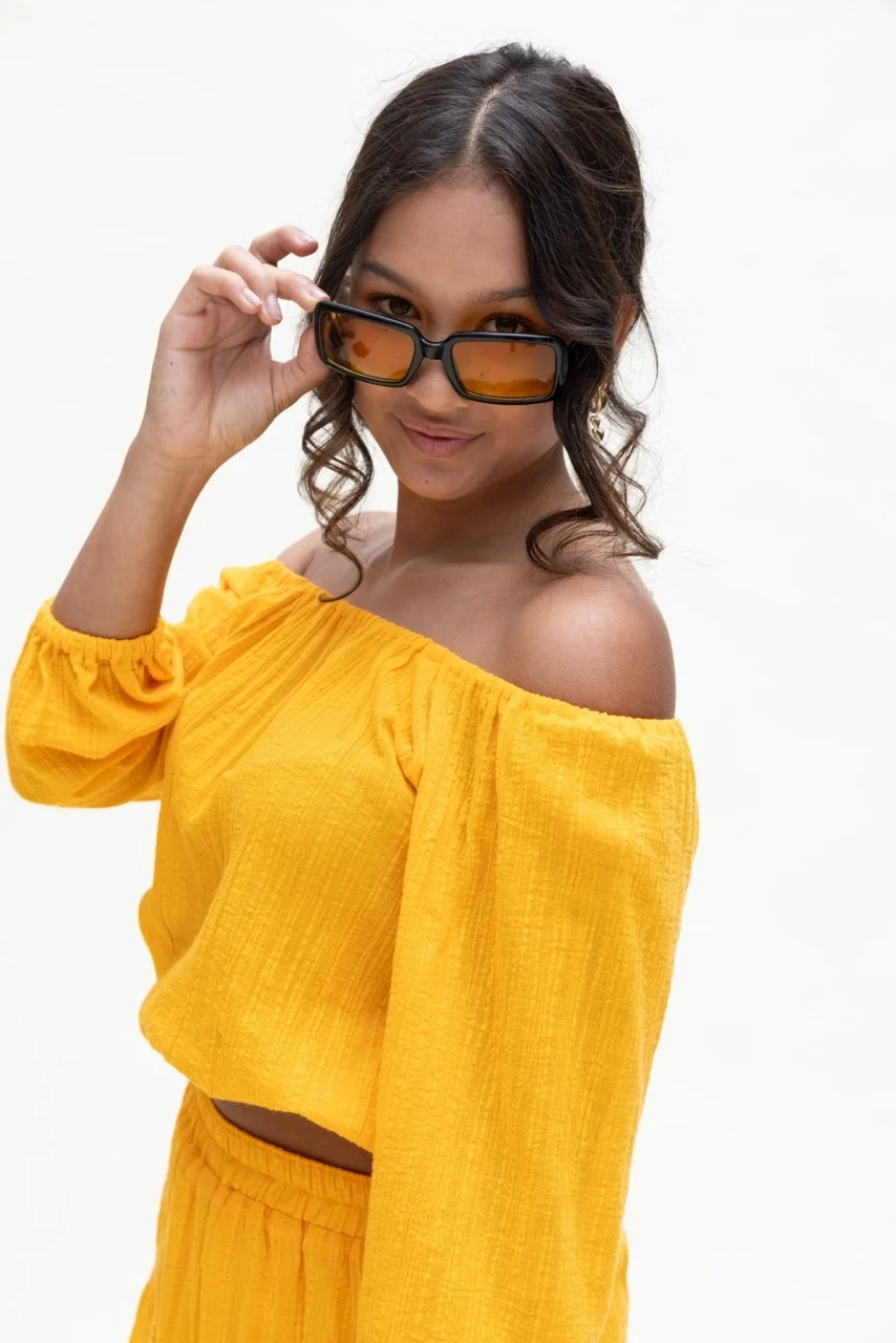 Looxs Revolution Cropped zomer top yellow voor meisjes in de kleur