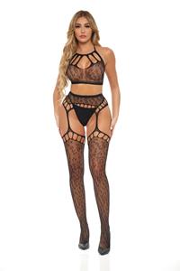 pinklipstick Pink Lipstick - 2-delige bodystocking met dierendesign - One Size