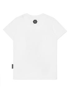 philipppleinjunior Philipp Plein Junior T-shirt met teddybeer en kristallen - Wit