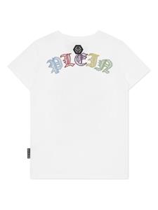 philipppleinjunior Philipp Plein Junior Katoenen T-shirt verfraaid met kristallen - Wit