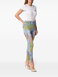 philippplein Philipp Plein Bombing skinny jeans met print - Blauw