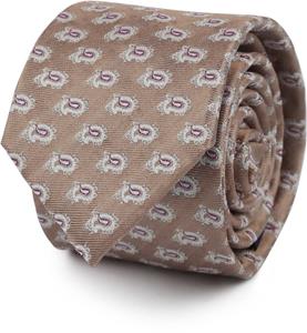 Suitable Stropdas Zijde Paisley Beige -