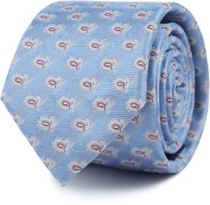 Suitable Stropdas Zijde Paisley Licht Blauw -