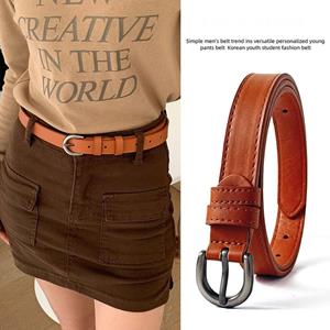 Yingshunyue Casual Pin Buckle Waistband Versatile Thin Waist Strap Women Leather Belt