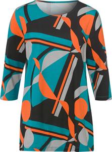 Your Look... for less! Dames Lang shirt zwart/turquoise geprint Maat