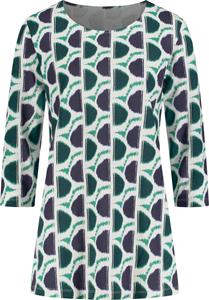 Your Look... for less! Dames Lang shirt smaragdgroen/marine/bedrukt Maat