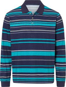 Your Look... for less! Heren Poloshirt met lange mouwen marine/turquoise gestreept Maat