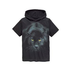KIDSWORLD T-shirt Capuchon T-shirt met fotoprint: PANTHER Korte mouwen, modieuze pasvorm, met stijlvolle print