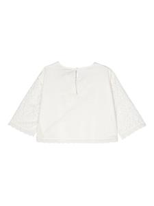 twinsetkids TWINSET Kids Shirt met bloemenkant - Wit