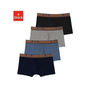 H.I.S Boxershort voor jongens met gemêleerde logo weefband (set, 4 stuks)