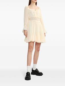 Tout a coup lace-trim pleated minidress - Beige