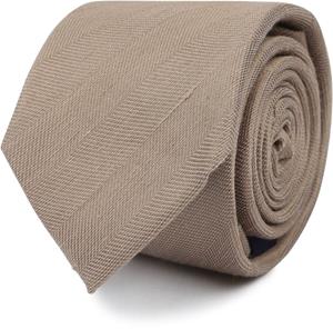 Suitable Linnen Zijde Stropdas Beige -