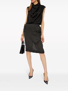 saintlaurent Saint Laurent Zijden midi-rok met stippen - Zwart