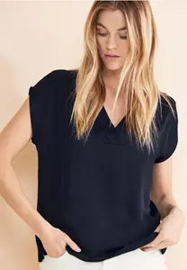 STREET ONE Satinbluse "Solid V-Neck Top with Drop"