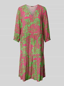 Montego Knielange jurk van viscose met bloemenmotief